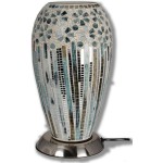 Mozaïek glazen lamp - staand - 220 volt - groen/zilver 27 cm