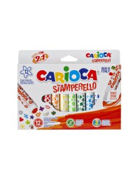 Viltstift carioca stempelstift 2 in 1 assorti set à 12 stuks