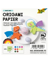 Origami papier folia 70gr 10x10cm 100 vel assorti kleuren