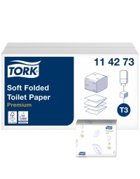 Toiletpapier tork t3 zacht gevouwen premium 2-laags 252vel per bundel 114273
