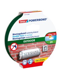 Montagetape tesa® powerbond outdoor dubbelzijdig 5mx19mm transparant