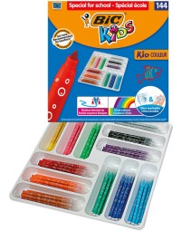 Kleurstiften bickids couleur medium assorti schoolbox à 144 stuks