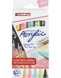 Acrylmarker edding e-5100 medium pastel assorti set à 5 stuks