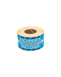 Waarschuwingsetiket rillprint documents enclosed 46x125mm blauw
