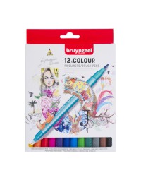 Fineliner brush pen bruynzeel creatives set 12 kleuren