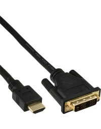 Kabel inline hdmi dvi 18+1 pin m/m 2 meter zwart