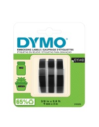 Labeltape dymo 3d 9mmx3m plastic wit op zwart blister à 3 stuks