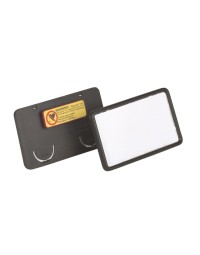 Badge durable clip card met magneet 40x75mm zwart