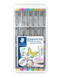 Fineliner staedtler pigment 308 0,3mm set à 6 kleuren