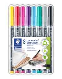Viltstift staedtler lumocolor 318 permanent f set à 8 kleuren