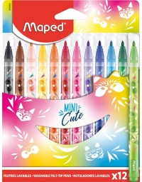 Viltstift maped mini cute set á 12 kleuren
