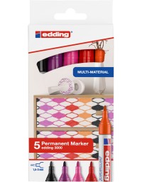 Viltstift edding 3000 rond 1.5-3mm set à 5 warme kleuren