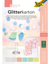 Glitterkarton folia 174x245mm 6 vel pastel assorti