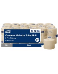 Toiletpapier tork t7 hulsloos natural advanced midsize 2-laags 900vel 472155