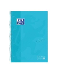 Notitieboek oxford touch europeanbook a4+ 4-gaats lijn 80vel pastel blauw