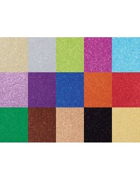 Glitterkarton folia 50x70cm 300gr 15 vel 15 kleuren
