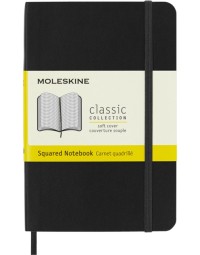 Notitieboek moleskine pocket 90x140mm ruit 5x5mm soft cover zwart