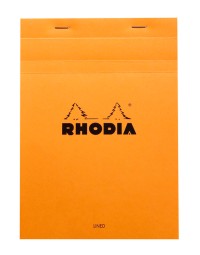Schrijfblok rhodia a5 lijn 160 pagina's 80gr met kantlijn oranje