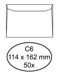 Envelop hermes bank c6 114x162mm zelfklevend met strip wit