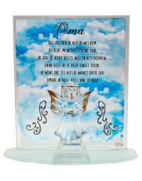 Beschermengel - Oma - mond geblazen kristal glas - 22K goud afgewerkt - Lux verpakking met groot strik - gedicht - (Oma Bij jou ben ik altijd welkom ....)