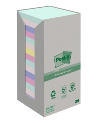 Memoblok 3m post-it 654 76x76mm recycled rainbow pastel