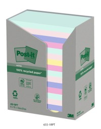 Memoblok 3m post-it 655 76x127mm recycled rainbow pastel