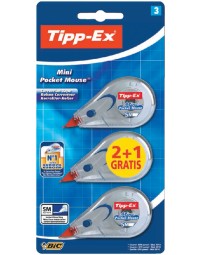 Correctieroller tipp-ex mini pocket mouse 5mmx6m blister 2+1 gratis