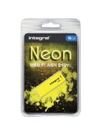 Usb-stick 2.0 integral 16gb neon geel
