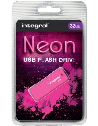 Usb-stick 2.0 integral 32gb neon roze