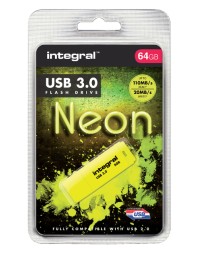 Usb-stick 3.0 integral 64gb neon geel