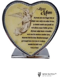 Theelichthouder Beschermengel - silverplate hart - Lieve Mam