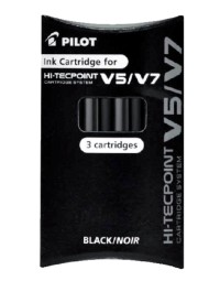 Inktpatroon pilot begreen hi-tecpoint v5/v7 zwart set à 3 stuks
