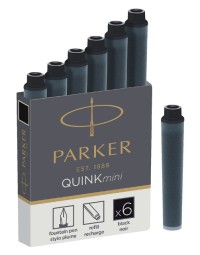 Inktpatroon parker quink mini tbv parker esprit zwart pak à 6 stuks