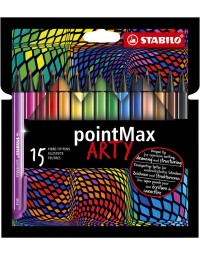 Viltstift stabilo pointmax 488/15 arty medium assorti etui 15 stuks