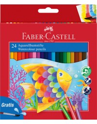Kleurpotloden faber-castell aquarel incl penseel assorti set à 24 stuks