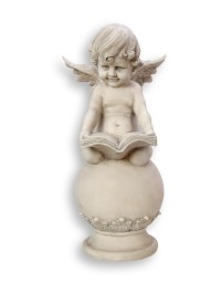 Engel - lezend op een bal - beeld - 35cm 