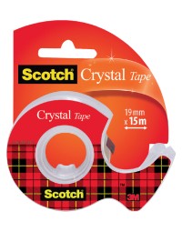 Plakband scotch crystal 600 19mmx15m transparant + afroller