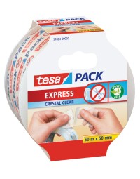 Verpakkingstape tesapack® express crystal clear 50mx50mm handscheurbaar transparant