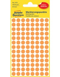 Etiket avery zweckform 3178 rond 8mm oranje 416stuks