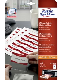 Badgekaart avery l4726-20 40x75mm microperforatie