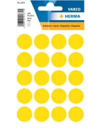 Etiket herma 1871 rond 19mm geel 100stuks