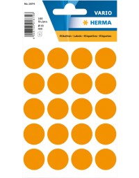 Etiket herma 1874 rond 19mm fluor oranje 100stuks