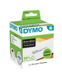 Etiket dymo labelwriter 99010 28mmx89mm adres wit doos à 2 rol à 130 stuks