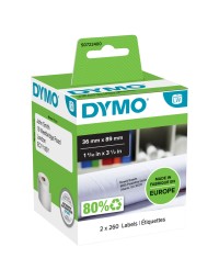 Etiket dymo labelwriter 99012 36mmx89mm adres wit doos à 2 rol à 260 stuks