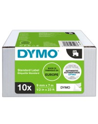 Labeltape dymo d1 41913 9mmx7m polyester zwart op wit doos à 10 stuks