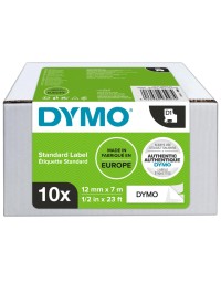 Labeltape dymo d1 45013 12mmx7m polyester zwart op wit doos à 10 stuks