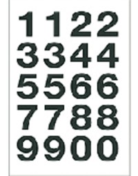 Etiket herma 4136 20x18mm getallen 0-9 zwart op transparant