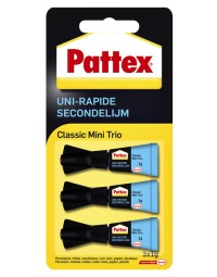 Secondelijm pattex classic mini trio tube 3x1gram op blister