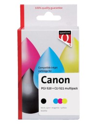 Inktcartridge quantore alternatief tbv canon pgi-520 cli-521 2 zwart + 3 kleuren