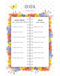 Hallmark - Omlegkalender - 2024 - Marjolein Bastin - Bloemen - Weekoverzicht - Spiraalgebonden - A4 (21 x 34cm)